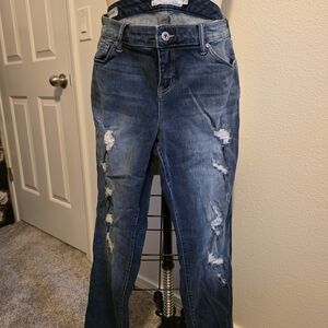Torrid Distressed Flare Jeans in Blue